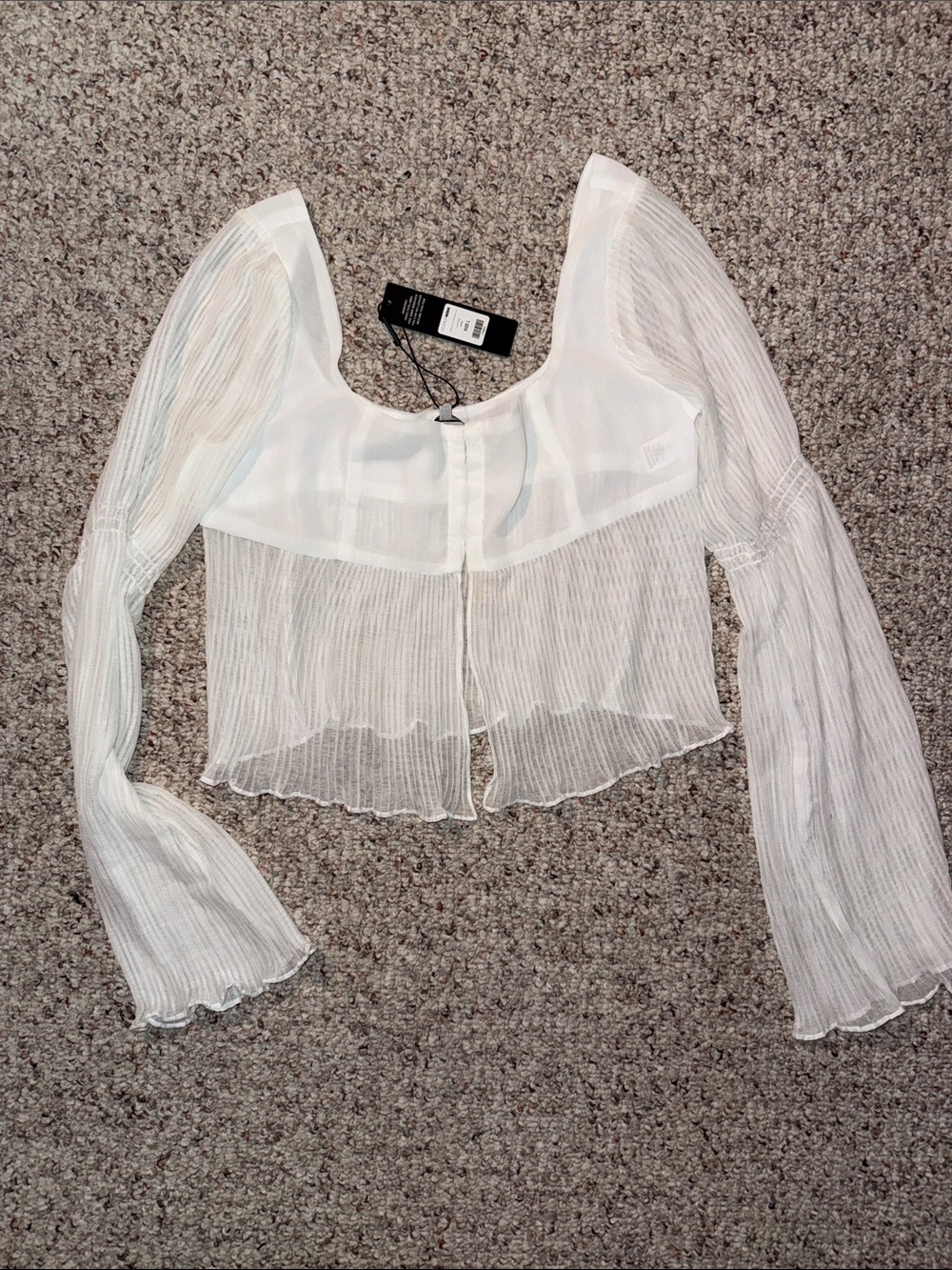 Sheer White Long-Sleeve Top